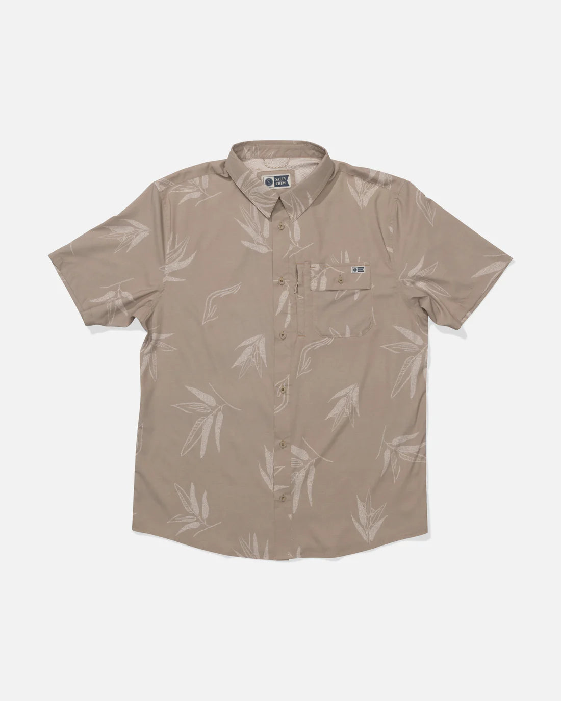 Camisa SALTY CREW Drifter UV Button Up Dark Khaki microperforada color beige estilo surf verano