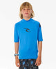 Licra Rip Curl Brand Wave UPF BOY Short Sleeve Blue Gum