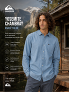 Camisa Quiksilver Yosemite Chambrayls Ashley Blue estilo outdoor surf premium para hombre