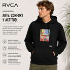 Sudadera RVCA Sage Hoodie Black para hombre con diseño artístico y estilo surf streetwear
