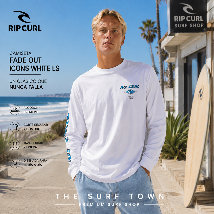 Camiseta Rip Curl Fade Out Icons White Ls en vídeo