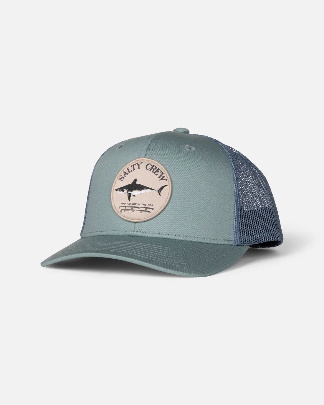 Gorra SALTY CREW Bruce Trucker Marine Slate verde con rejilla y parche frontal estilo surf