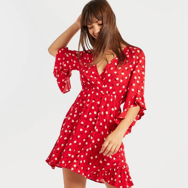 VESTIDO BILLABONG ROJO FLORES