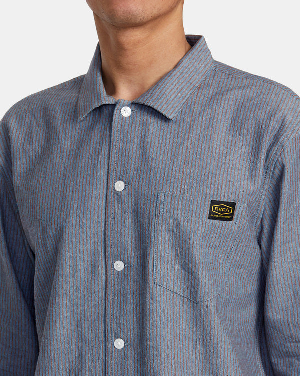 Camisa Rvca Dayshift Stripe Red Earth