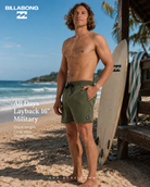 Bañador Billabong All Days Layback 16 Military para hombre en color verde militar con cintura elástica