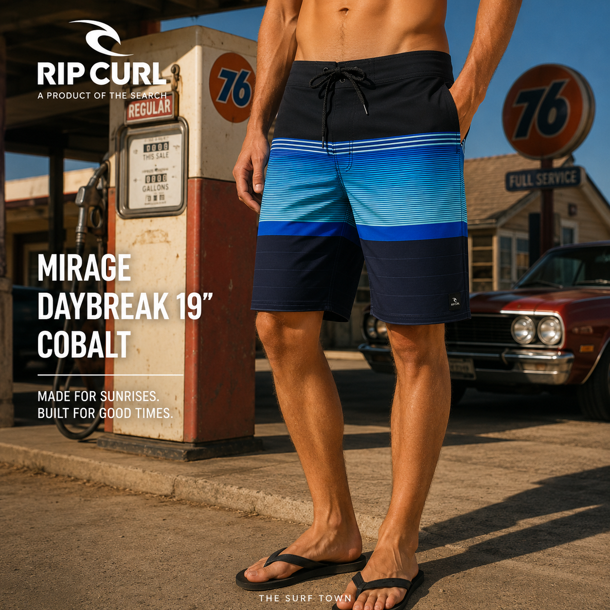 Bañador Rip Curl Mirage Daybreak 19 Cobalt para hombre con diseño surf técnico en tonos azul cobalto