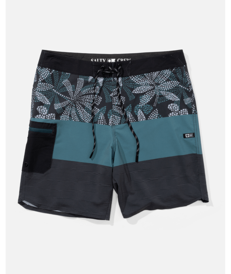 Bañador Salty Crew Session Blocked Hydro para hombre con estampado tropical azul y tejido de secado rápido para surf y playa