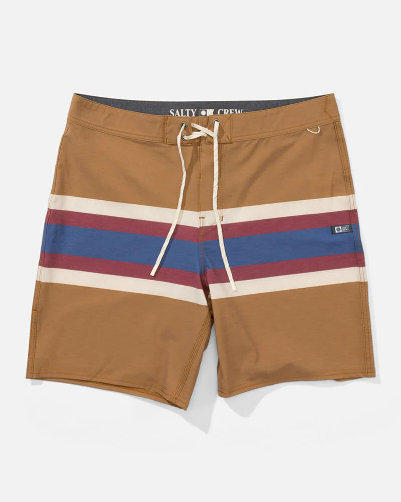 Bañador Salty Crew Stripe Boardshort Bone Brown hombre marrón rayas surf