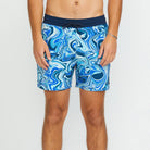 Bañador VOLCOM Lido Print Trunk 16 Navy azul estampado con cintura elástica para hombre surf playa