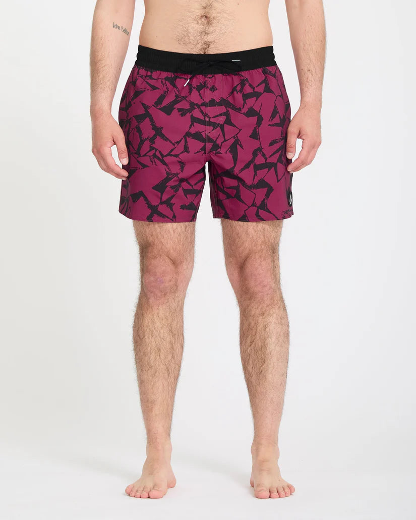 Bañador surf hombre Volcom Lido Trunk 16 Sangría bañador Volcom rojo estampado geométrico