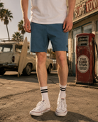 Bermuda Billabong Crossfire Wave Washed azul teal hombre en gasolinera surf retro lifestyle premium