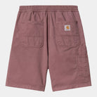 Bermudas Carhartt WIP Flint Short Dusky Pink Garment Dyed rosa con cintura elástica y parche Carhartt WIP en la parte trasera