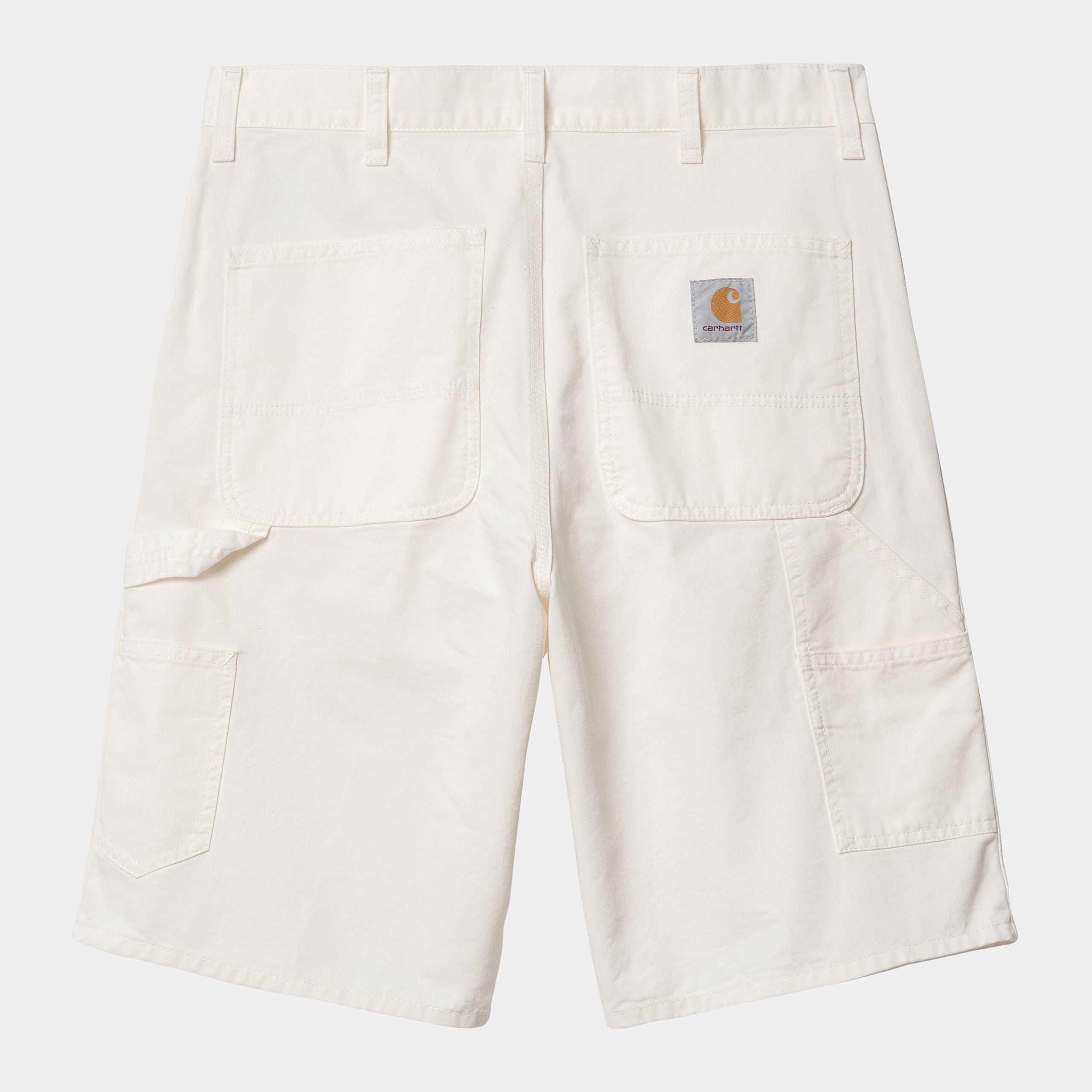 Bermudas Carhartt WIP Single Knee Short Off White de algodón Dearborn Canvas con etiqueta Carhartt WIP en el bolsillo trasero