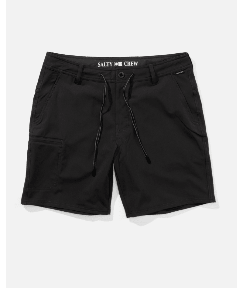 Bermudas Salty Crew Transom Tech Short Phantom para hombre en color negro con tejido técnico ligero y secado rápido para verano y estilo surf
