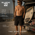 Bañador Billabong Throw On LB Black de 21 pulgadas para hombre en fotografía editorial propia de THE SURF TOWN junto al mar con estilo surf lifestyle premium.