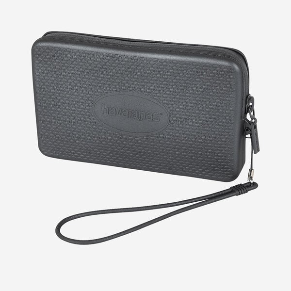 Bolsito Havaianas Mini Bag Dark Grey gris de goma con cremallera y tira de mano