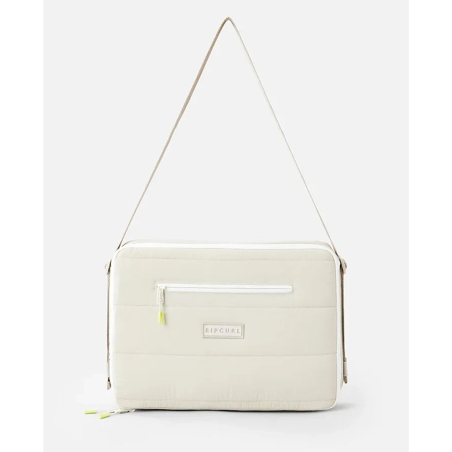 Bolso RIP CURL Weekend Travel Tech Case bandolera beige acolchada con compartimento portátil y bolsillos técnicos