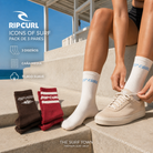 Pack de 3 pares de calcetines Rip Curl Icons of Surf para mujer en una imagen editorial propia de THE SURF TOWN