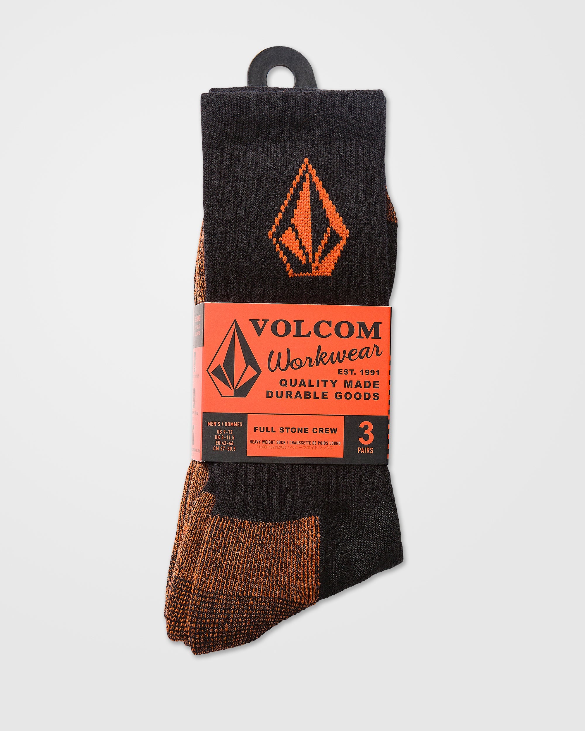 Calcetines Volcom Workwear 3 Pack Black vista lateral oficial