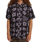 Camisa BILLABONG Sunday SS Purple Ash hombre estampado floral hibiscus negro surf