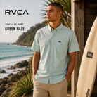 Camisa RVCA That'll Do Green Haze para hombre con estampado micro floral y estilo casual surf premium
