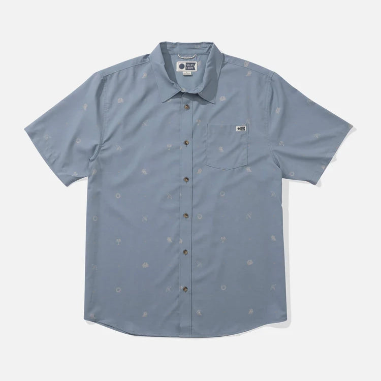 Camisa Salty Crew Micro Vibes Tech Deep Sea hombre camisa surf técnica manga corta.