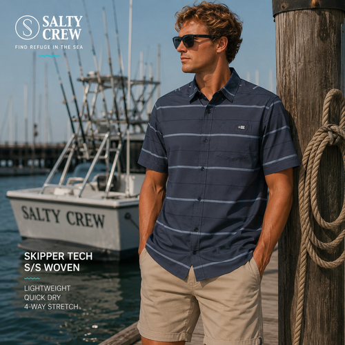 Camisa Salty Crew Skipper Tech Dark Lava