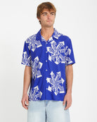 Camisa Volcom Boldstone Royal hombre camisa surf Volcom manga corta azul.