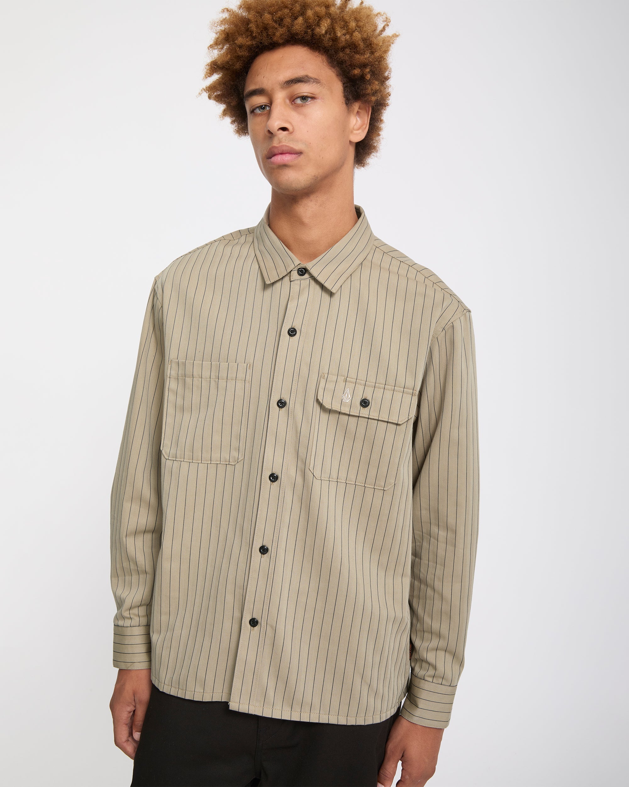 Camisa Volcom Tradestone Light Khaki para hombre - vista oficial 12