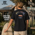 Camiseta Billabong Arch Fade Premium Black para hombre con estampado multicolor en la espalda