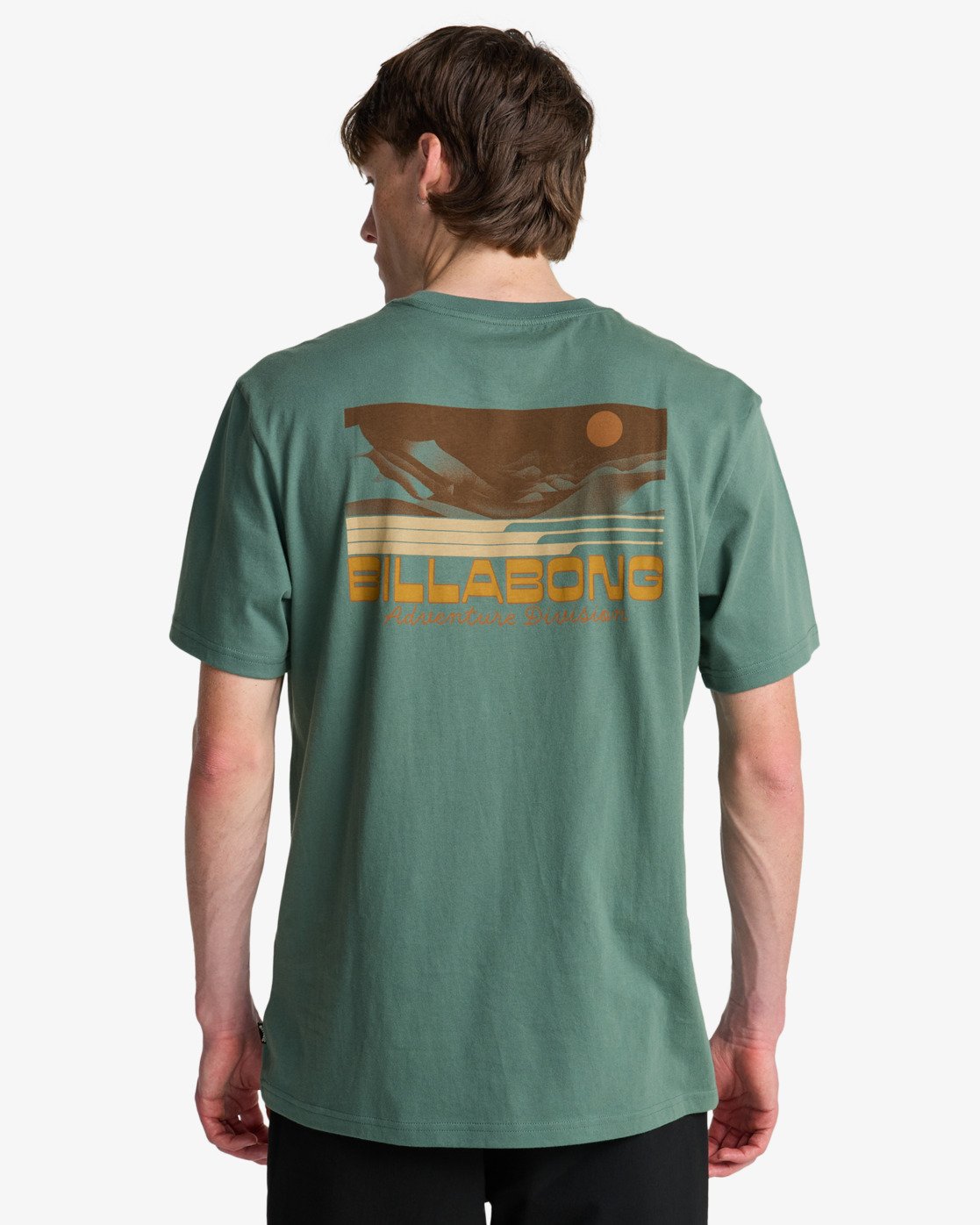 Camiseta Billabong Range Forest verde hombre con estampado trasero estilo surf