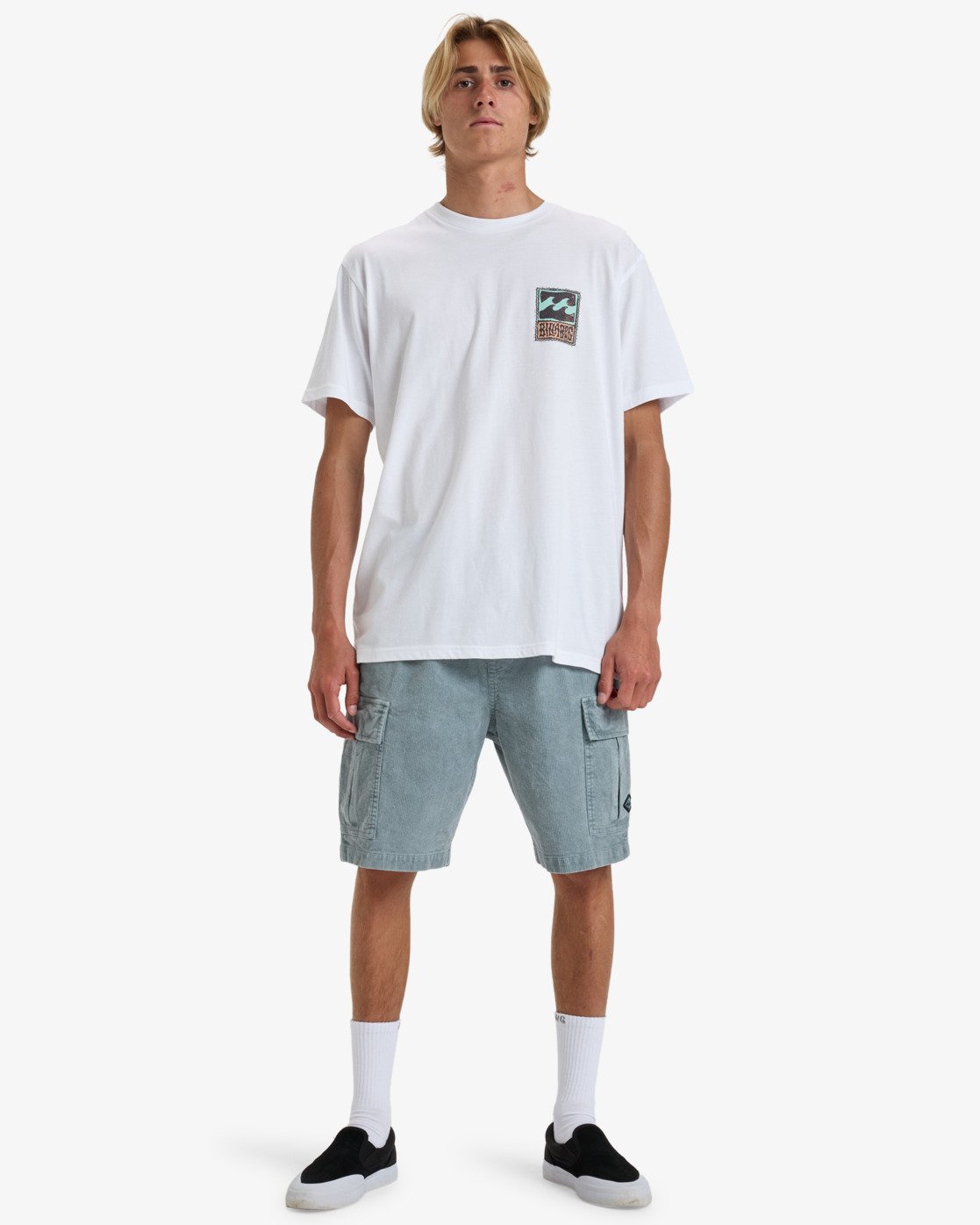 Camiseta Billabong Stamp White fw26 estilo surf vista 02