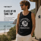 Camiseta de Tirantes Carhartt WIP Class Of 89 Black en fotografía editorial propia de THE SURF TOWN, tank top negro para hombre con estilo surf lifestyle y streetwear premium