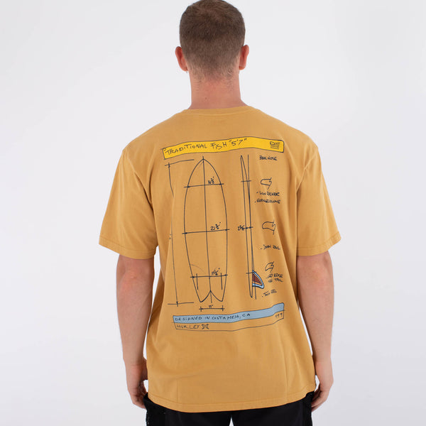 Camiseta Hurley Kraft Sketch Tee Mustard Gold