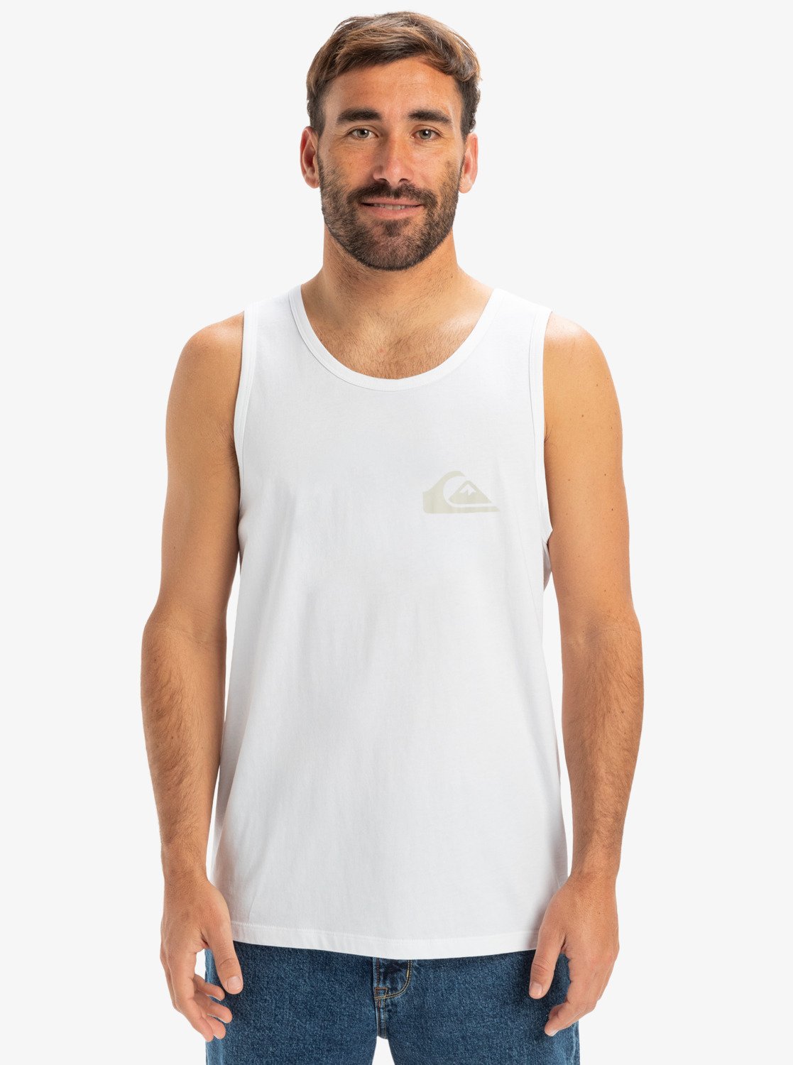 Camiseta sin mangas QUIKSILVER Comp Logo Tank White hombre blanca estilo surf verano tank top