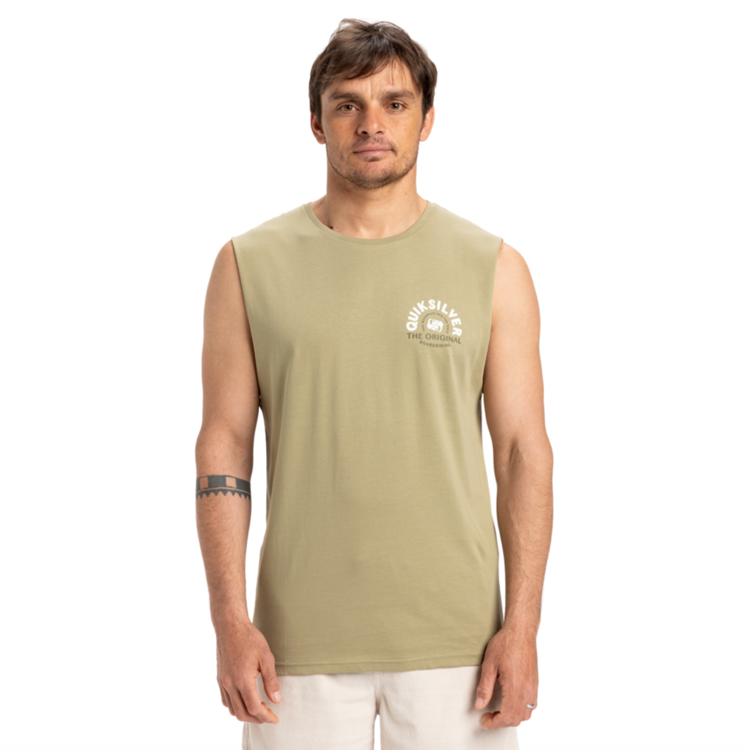 Camiseta sin mangas QUIKSILVER Summer Road Muscle Aloe para hombre color verde con gráfico surf en la espalda