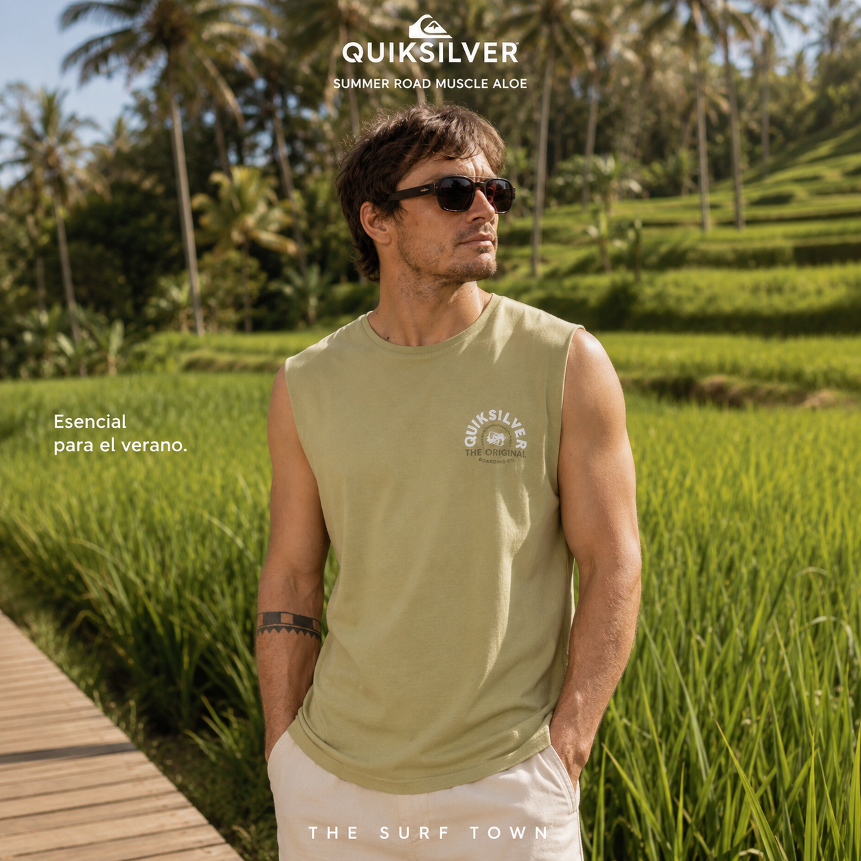 Camiseta Quiksilver Summer Road Muscle Aloe para hombre en fotografía editorial propia de THE SURF TOWN inspirada en los campos de arroz de Bali

SEO Merchant