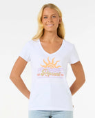 Camiseta RIP CURL Cala VNeck White mujer camiseta surf verano escote V