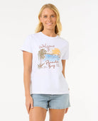 Camiseta RIP CURL Paradise Bay White mujer camiseta blanca estampado surf verano