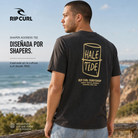 Camiseta Rip Curl Shaper Address Tee Washed Black para hombre en acantilado costero surf lifestyle