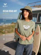 Camiseta Roxy Ocean Road Art Oil Green estilo beach lifestyle premium para mujer