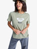 Camiseta ROXY Ocean Road Art Oil Green para mujer con logo ROXY en el pecho y estilo surfer casual