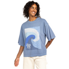 Camiseta ROXY Sweet Shine Wild Wind mujer oversize azul algodón con diseño surf