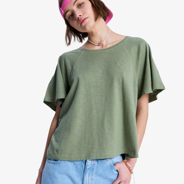Camiseta Roxy Time For Palm Tree Oil Green