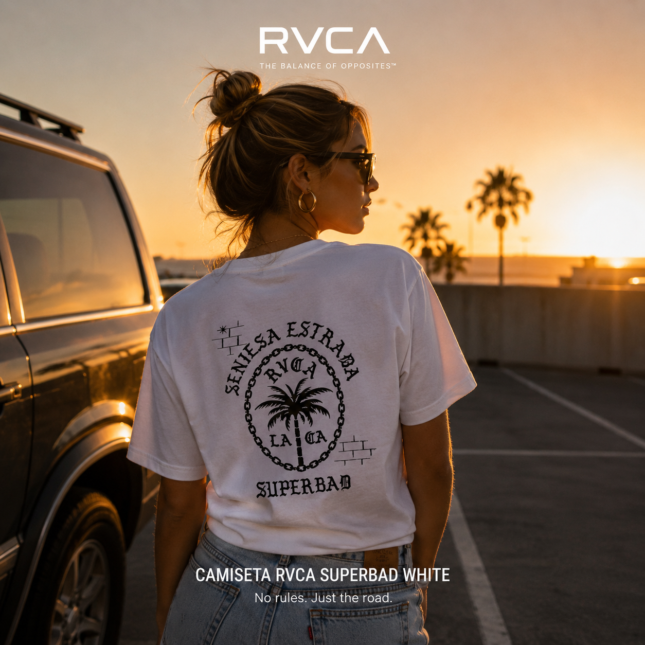 camiseta rvca para mujer de color blanco con loso sisiesa estrada