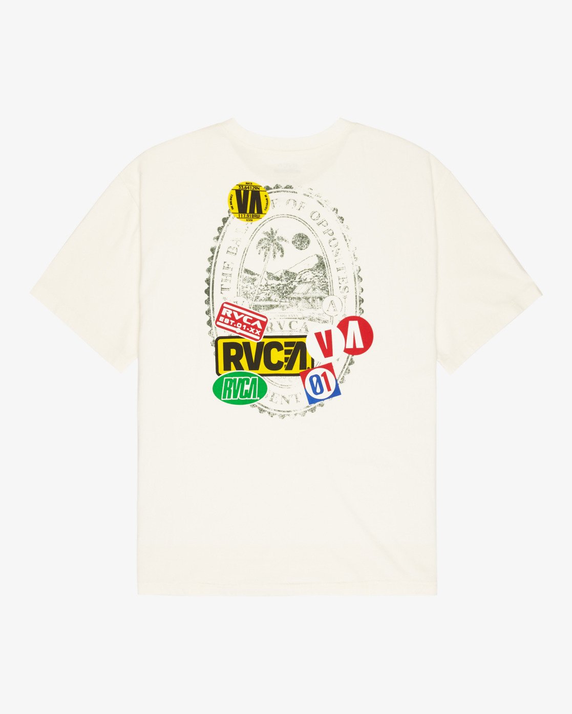 Camiseta RVCA Vacation Tag Antique White hombre blanca surf estilo urbano