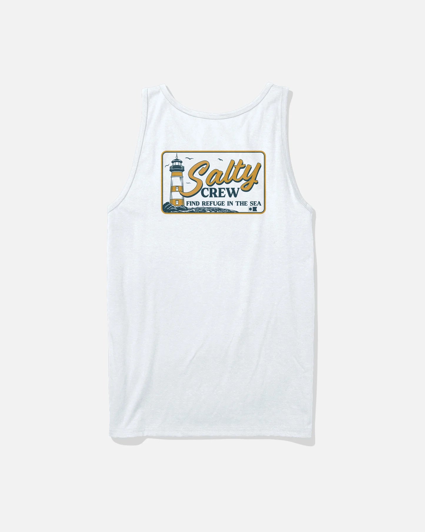 Camiseta Salty Crew Ashore Tank White blanca sin mangas con logo frontal