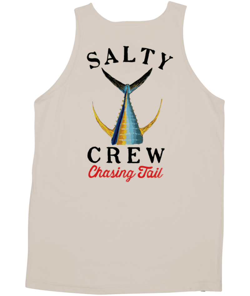 Camiseta de tirantes Salty Crew Tailed Tank Moonbeam para hombre con diseño surfero y gráfico de pesca deportiva en la espalda