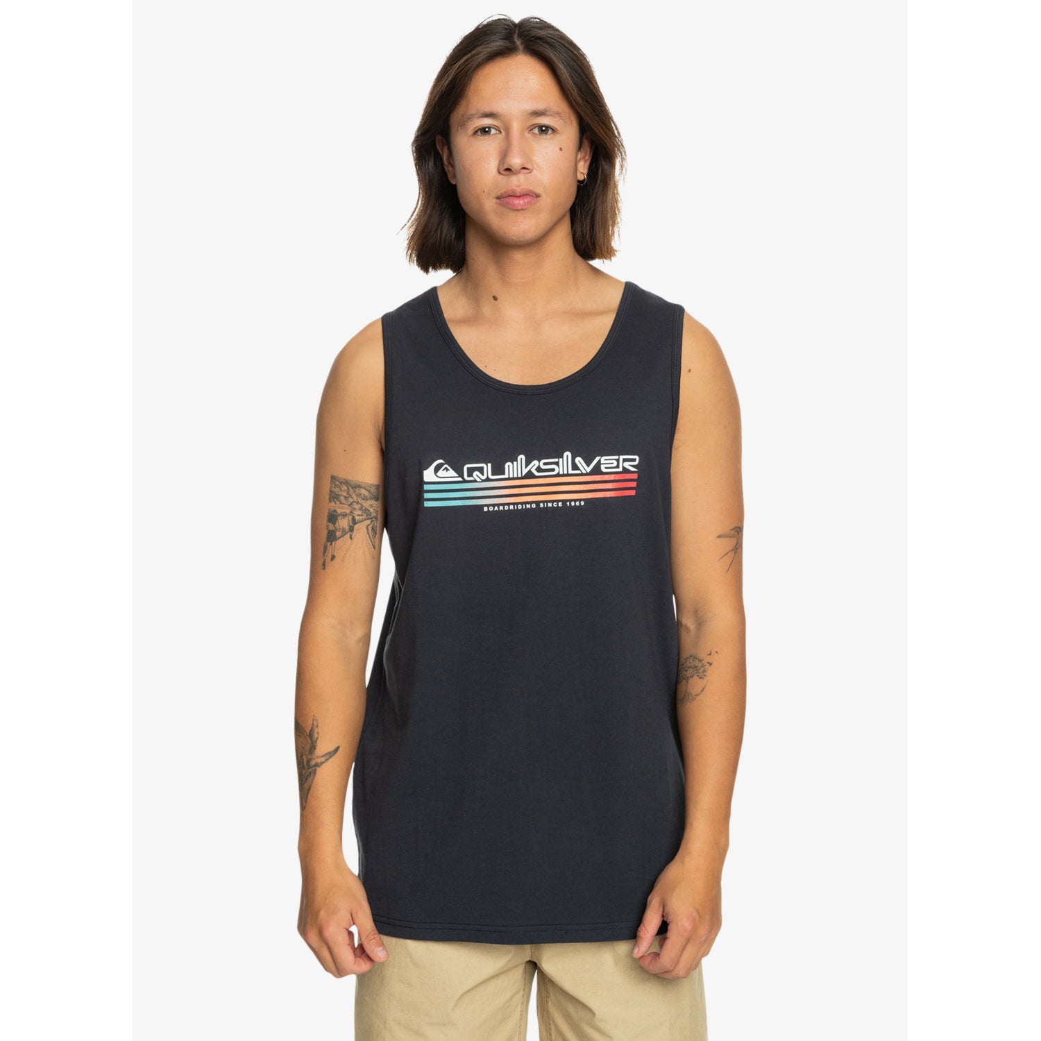 Camiseta de tirantes QUIKSILVER Omni Fills Tank Navy para hombre azul marino con logo frontal estilo surf verano
