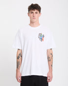 Camiseta Volcom SK8 Break White vista frontal oficial con modelo
